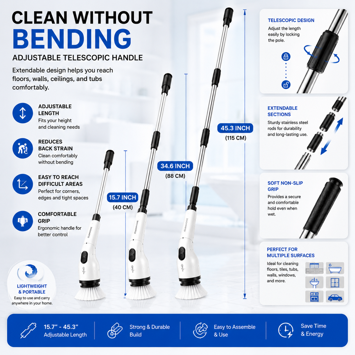 CleanNova™ 9-in-1 Electric Spin Scrubber